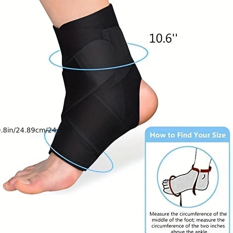 Adjustable Neoprene Ankle Support Brace with PE Board Compression Wrap for Sprained Ankle Sports Running Injury Prevention