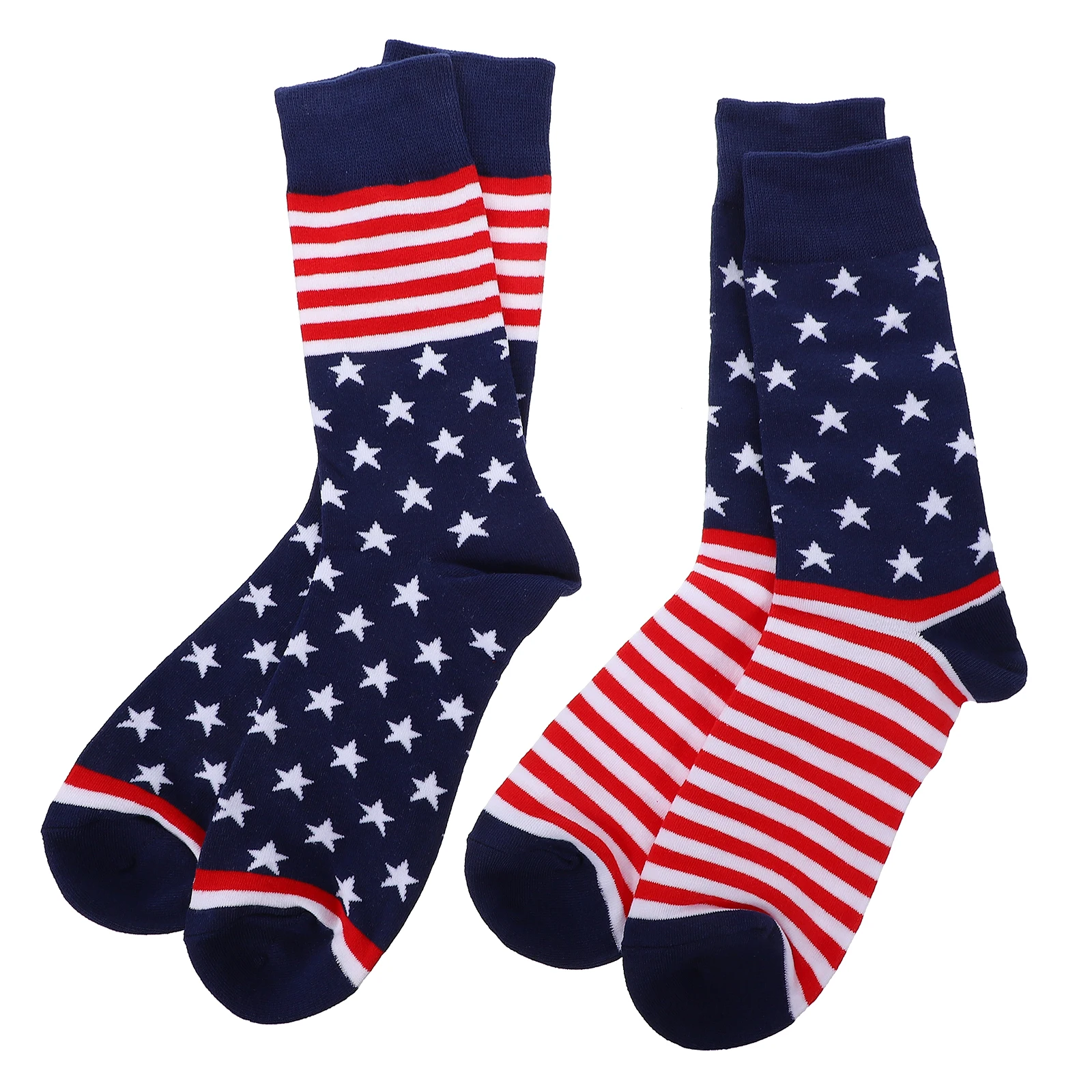

2 Pairs Men Socks Skateboard Fashion American Flag Stripe Cotton Male Stockings Tube Running 40-46 Size Soft Breathable Warm