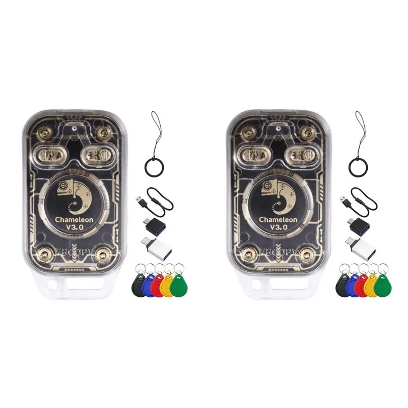 3CGRO-2X Chameleon V3.0 RFID Smart Chip Reader+5XUID Keychain Smart Card Emulator 125K 13.56M ID IC Tag Copyer Read Writer