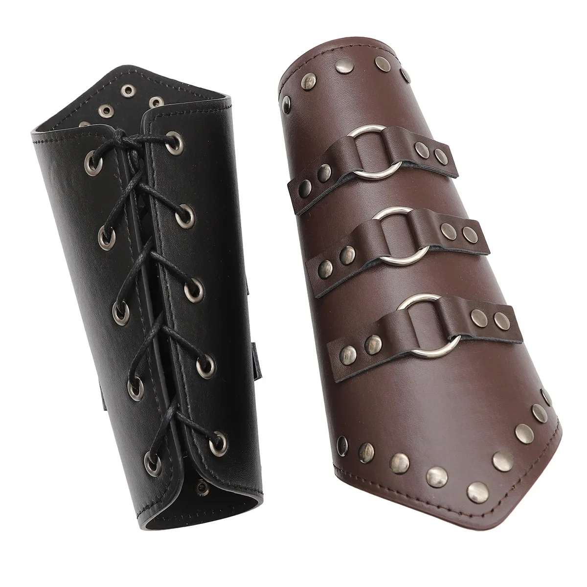 1Pc Durable Leather Arm Bracelet Wide COSPIAY Leather Wrist Guard Medieval Punk Style Leather Wrist Guard for Cosplay Riding