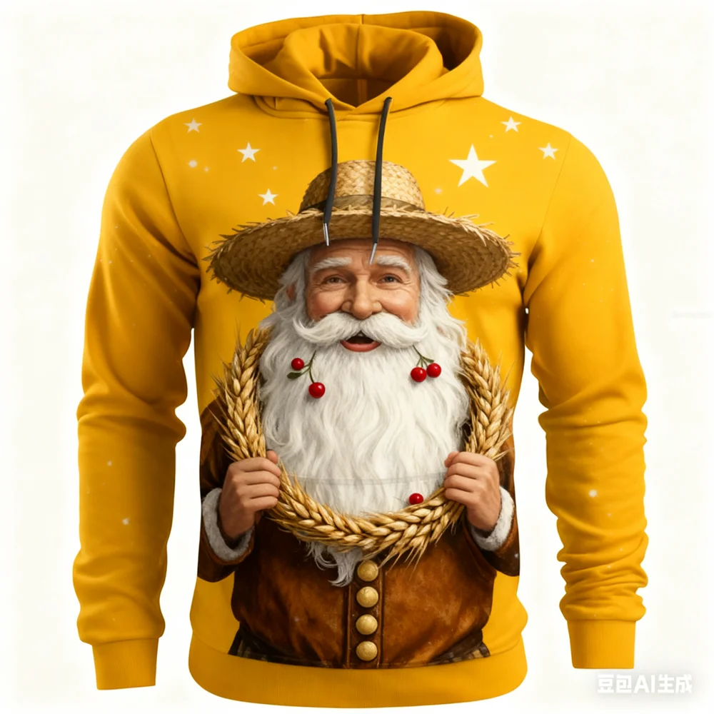 Christmas Autumn Men's Hoodie Fun Santa Claus pattern print man y2k clothing hoodies for man Winter new in hoodies & sweatshirt