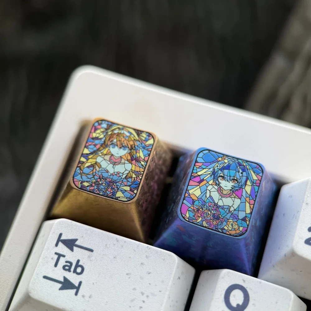 Anime EVA Rei Ayanami Asuka Langley Soryu Colorful Titanium Alloy Keycap Cross Shaft Gaming Keyboard Accessories Office Typing