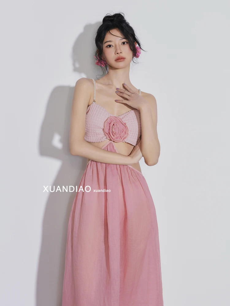 Elegant Sweet Pink Women's New Bikini Three-piece Swimsuit Summer Sexy Square Collar Pool Rafting Vacation Sexy Beach Swimwear