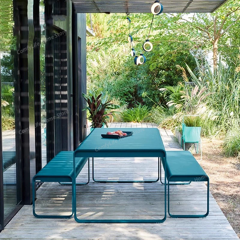 

Aluminum Alloy Garden Furniture Sets Patio Open-air Garden Hotel Villa Home Dining Table and Chair Combination Sunscreen Bench