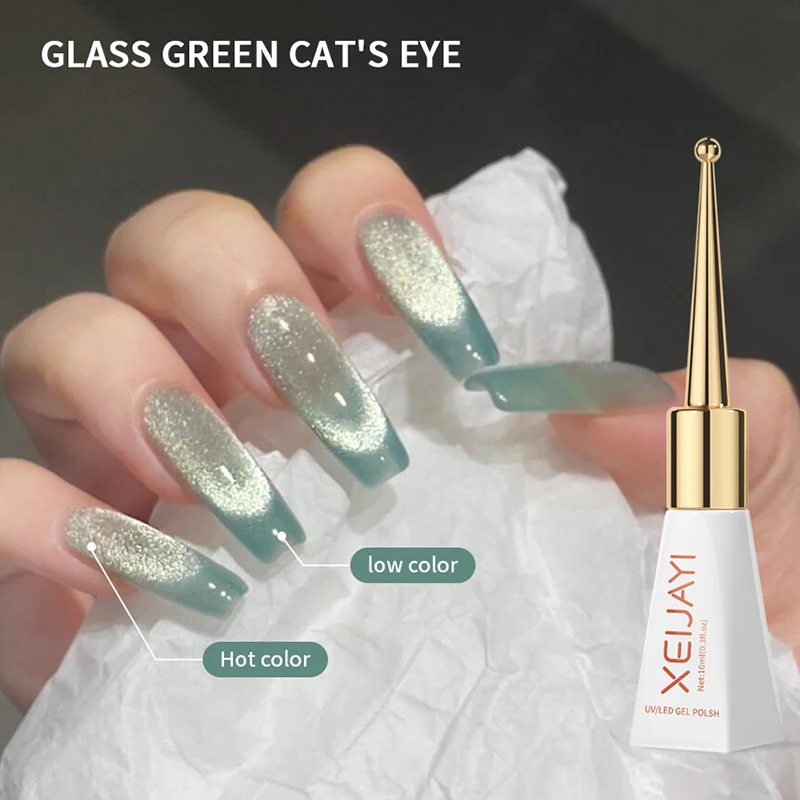 10ml Wasser Licht Katzenauge Gel Nagellack nackte Farbe funkeln des Glas semi permanentes Gelee Mondlicht magnetischer koreanischer Nagellack