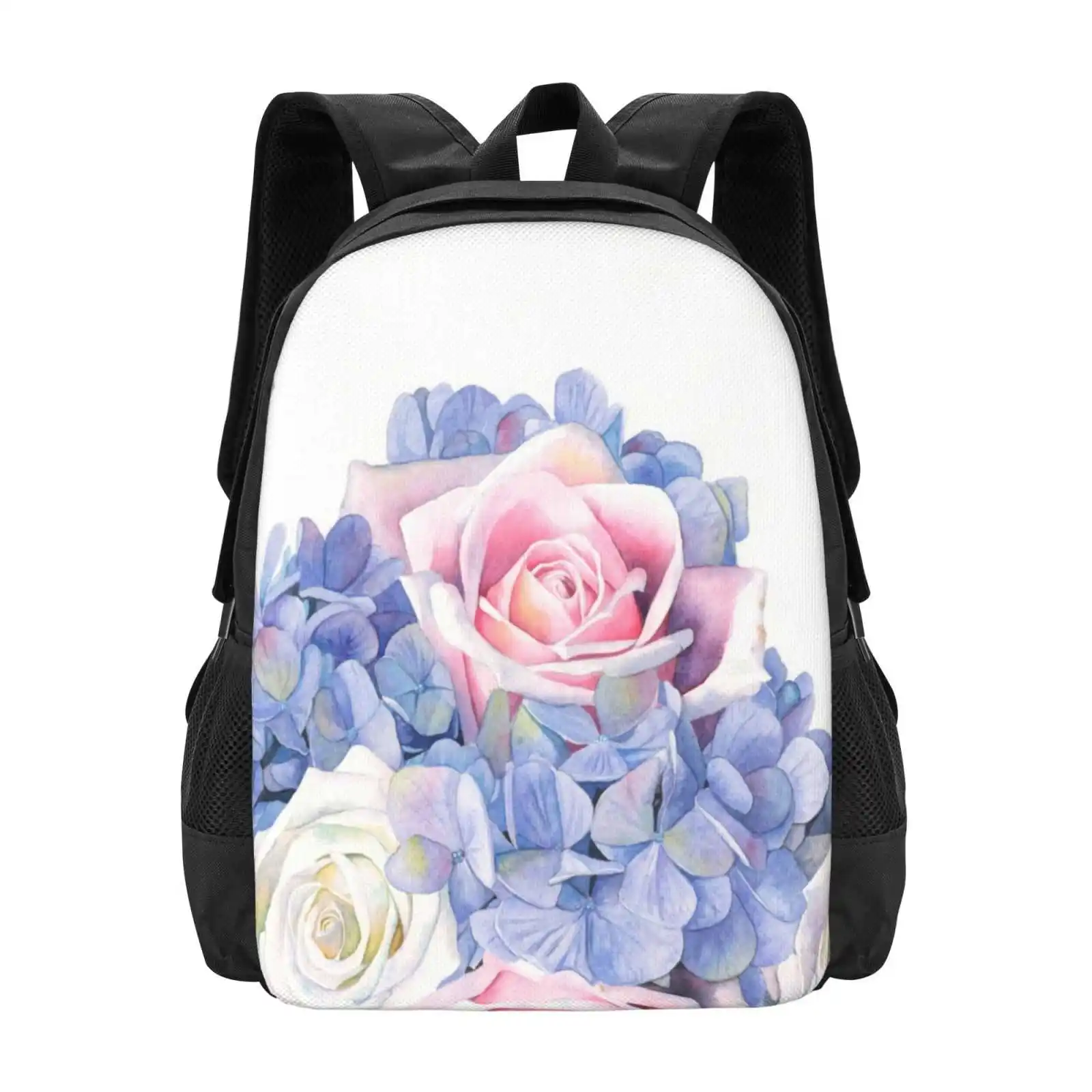 

Erin'S Bouquet Hot Sale Schoolbag Backpack Fashion Bags Bouquet Watercolour Painting Flower Watercolour Flower Painting Rose