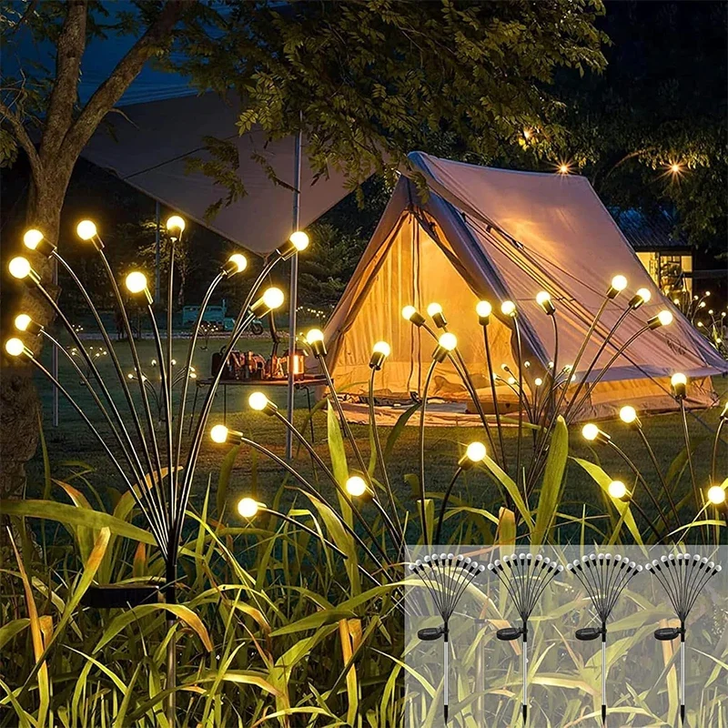 

Nice Solar Lights Outdoor, Swaying Garden Light, Firefly Lamp For Outdoor Decorations, Decor With Big Bulb & Larger Panel