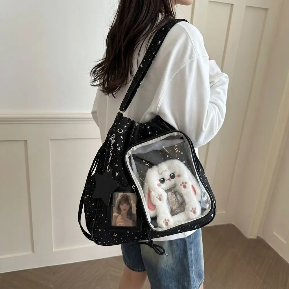 Portable Shining Star Star Itabag Nylon Y2K Ulzzang Ita Bag Solid Color Large Capacity Drawstring Backpack Gift