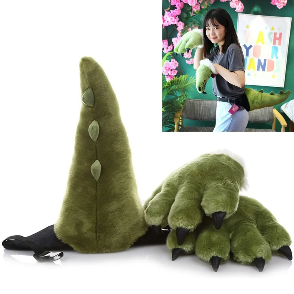 Animal Cosplay Costumes Accessories, Dinosaur, Crocodile, Plush Tail Toys, Bear, Cat, Wolf, Tiger, Paw Claw, Full Gloves