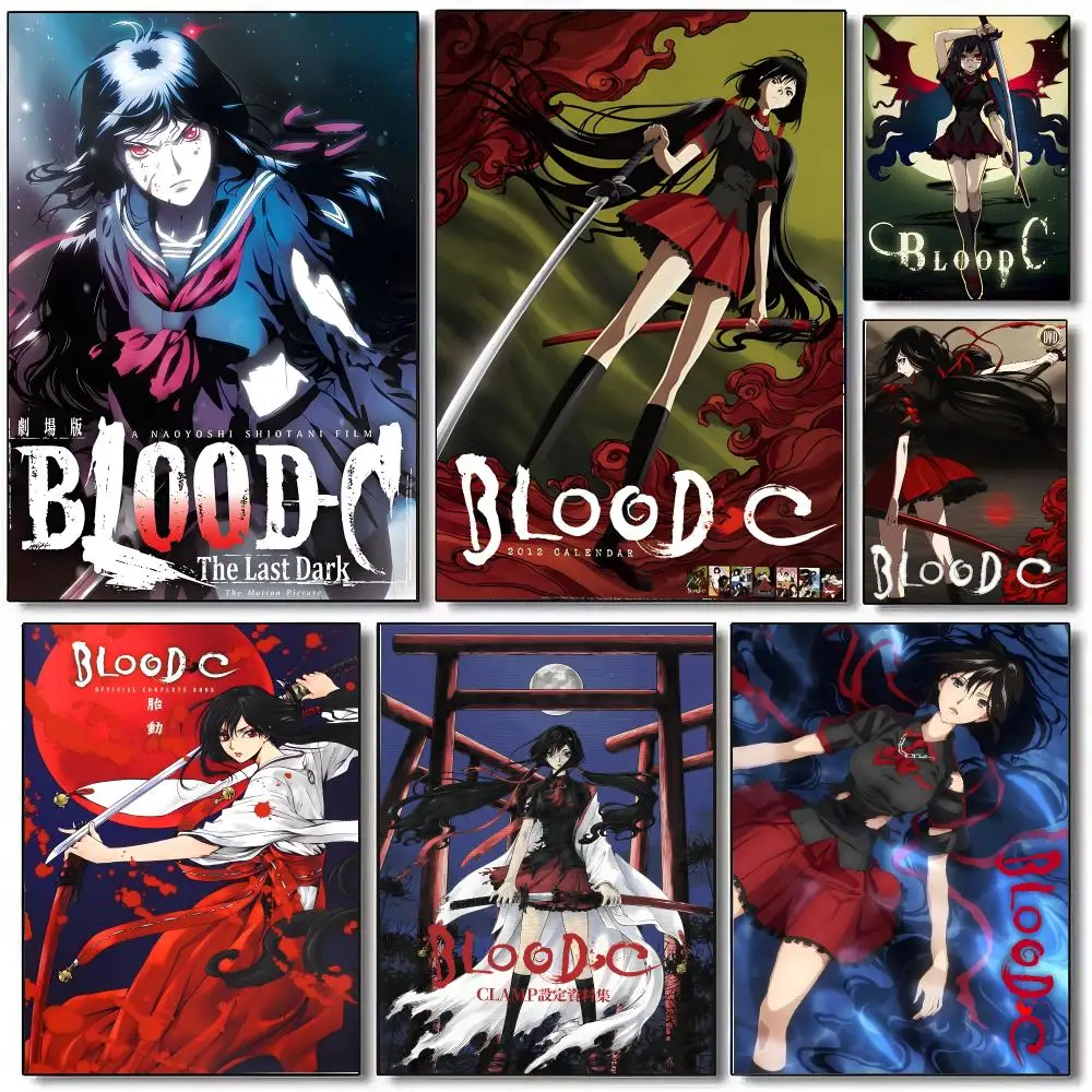 Anime B-BLOOD-C Poster, selbstklebende Wandbilder, wasserfeste Wanddekoration für Wohnzimmer, Schlafzimmer, Bar oder Café, ästhetisches Design.