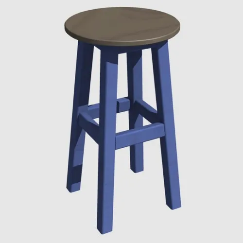 Arbre Wood Stool 55 cm Marine Blue Skeleton