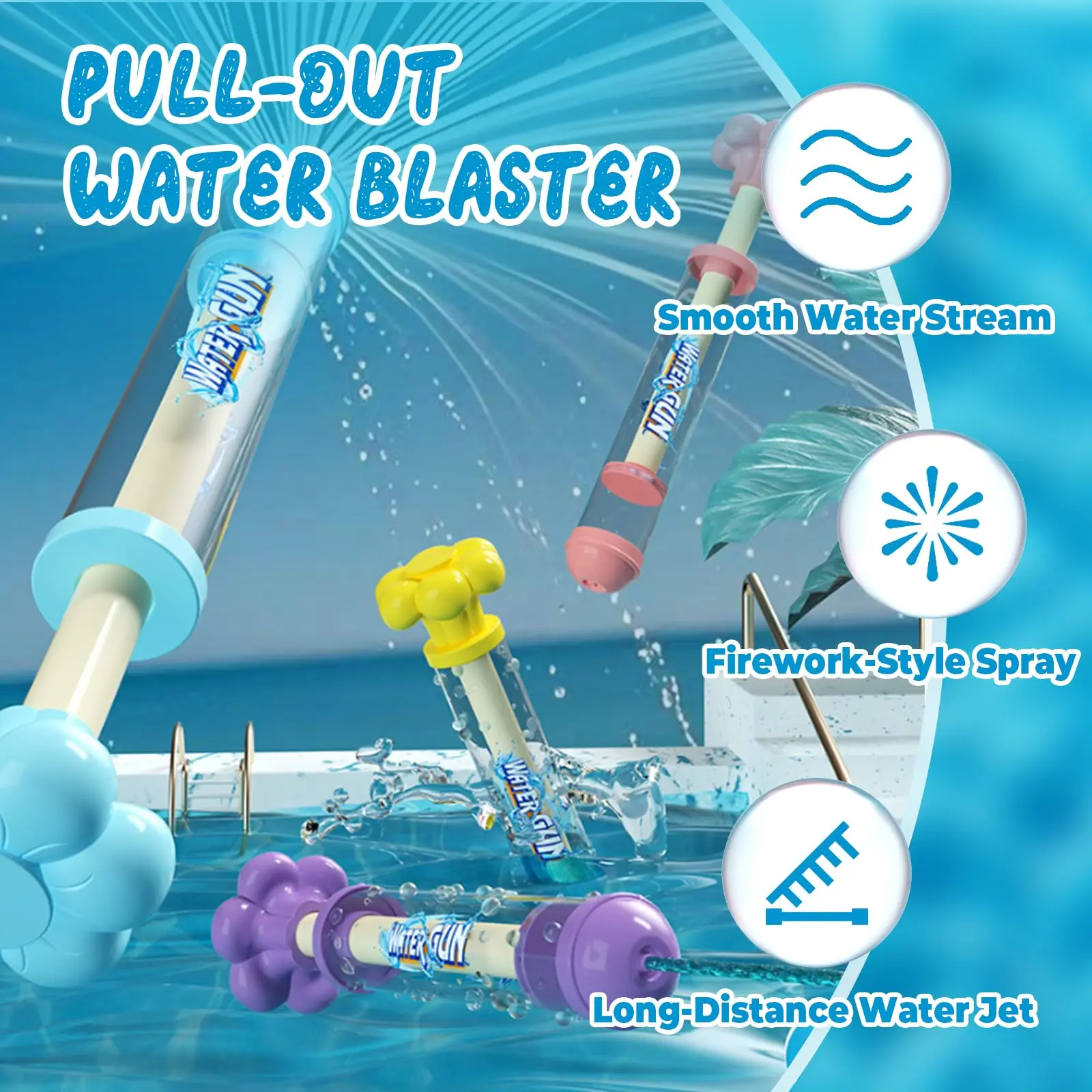 Pistola de agua de fuegos artificiales, juguete de pulverización de agua estilo fuegos artificiales románticos para parejas, juguetes de pulverización de aspersor extraíble de alta presión para baño