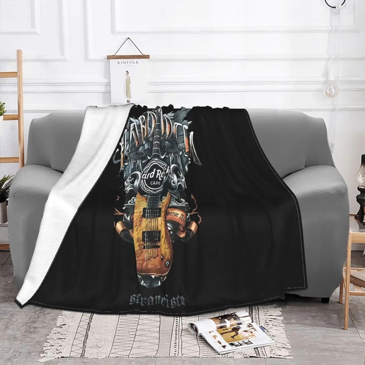 Hard Rock Hotel Cafe Las Vegas Love All Serve All Guitar Hard Rock Women Men Throw Blanket