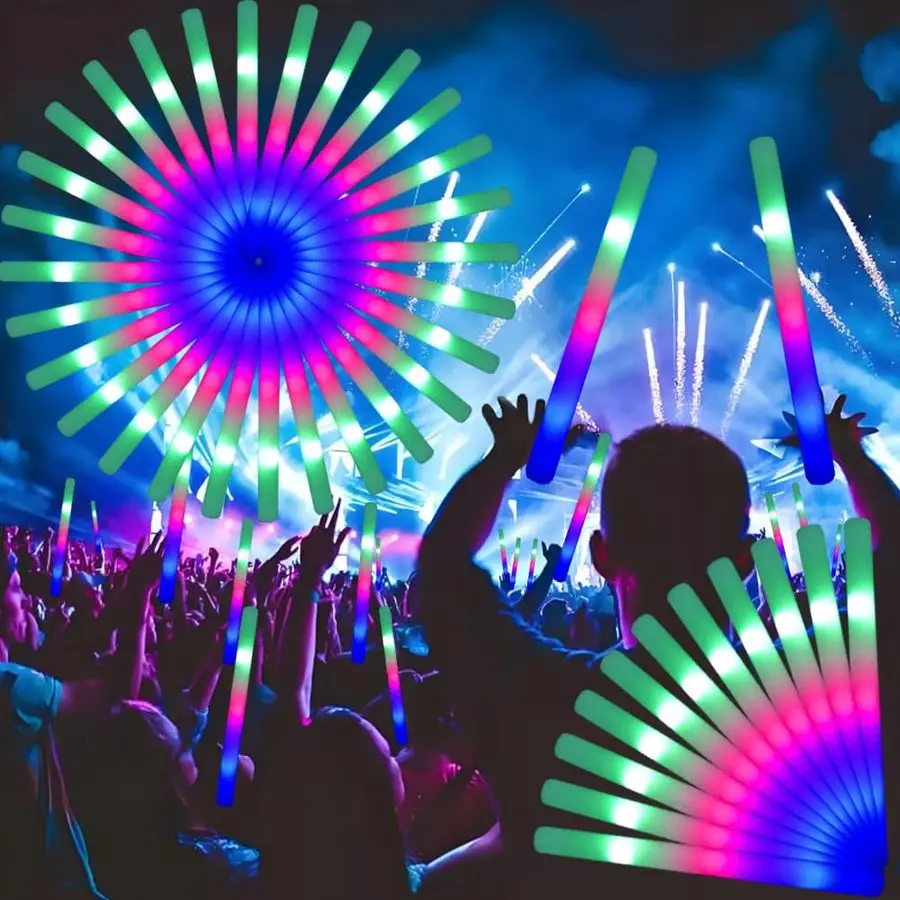 

70 светящихся палочек из пенопласта, светодиодные светящиеся палочки для вечеринок, набор из 3 режимов с разноцветной мигающей подсветкой, светящиеся в темноте аксессуары для вечеринок, светящиеся палочки S