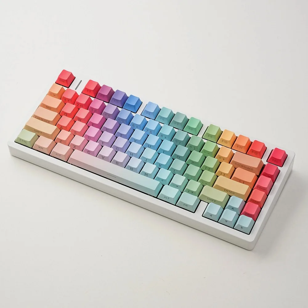 130 toetsen Gradiënt Doorschijnend Kleur Zijdig Gedrukt Keycaps voor Mechanisch Toetsenbord Engels Koreaans Cangjie Key Caps Cherry PBT