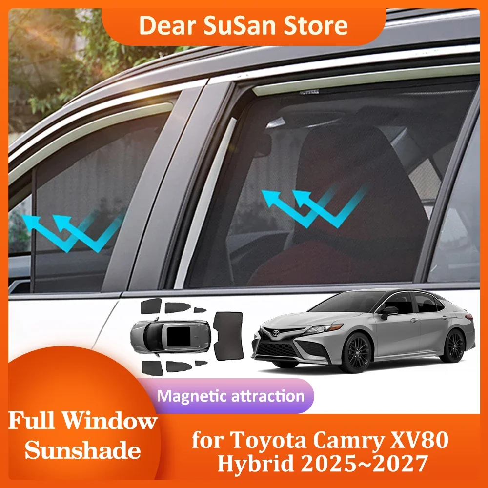 

Car Magnetic Sunshade for Toyota Camry XV80 Hybrid 2025~2027 Roof Windshield Curtain Side Window Sunroof Pad Cover Accessories