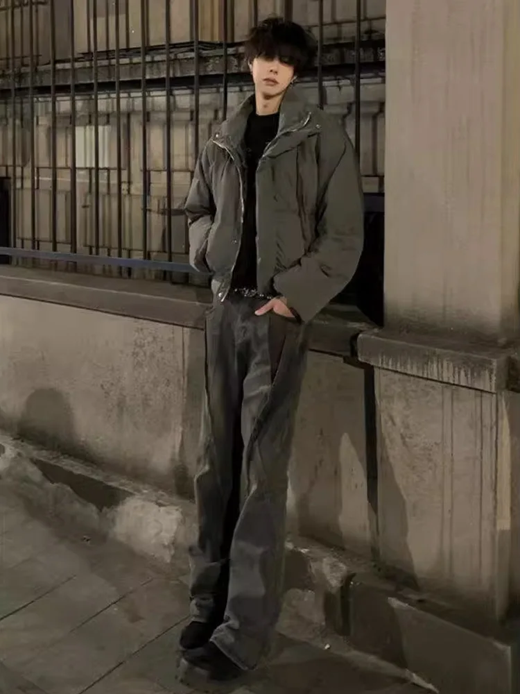 سترة قطنية سميكة أمريكية كلاسيكية من Cleanfit للرجال، معطف شتوي على شكل خبز، ياقة واقفة، تصميم قصير، دافئ وعصري