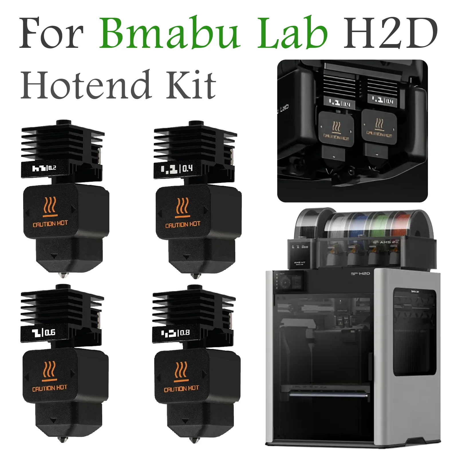 

H2D Hotend Kit For Bambu Lab H2D Hardened steel Nozzle Fit For Bambulab H2S 3D Printer Parts