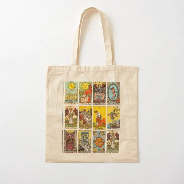 Tarot Cards Cotton  Canvas Bag Fabric Ladies Grocery Reusable Tote Handbag Fashion Casual Foldable Designer Travel Shoulder Bag