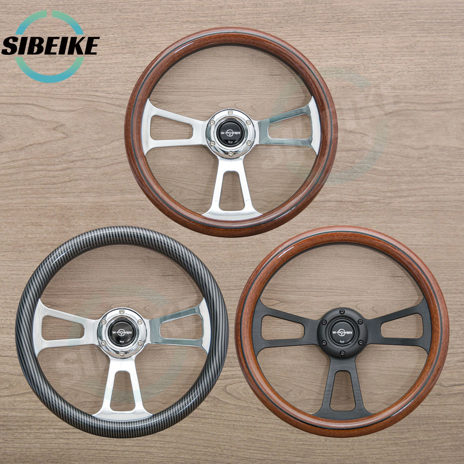 Volante per camion Semi a raggi cromati da 14 pollici volante classico in stile legno