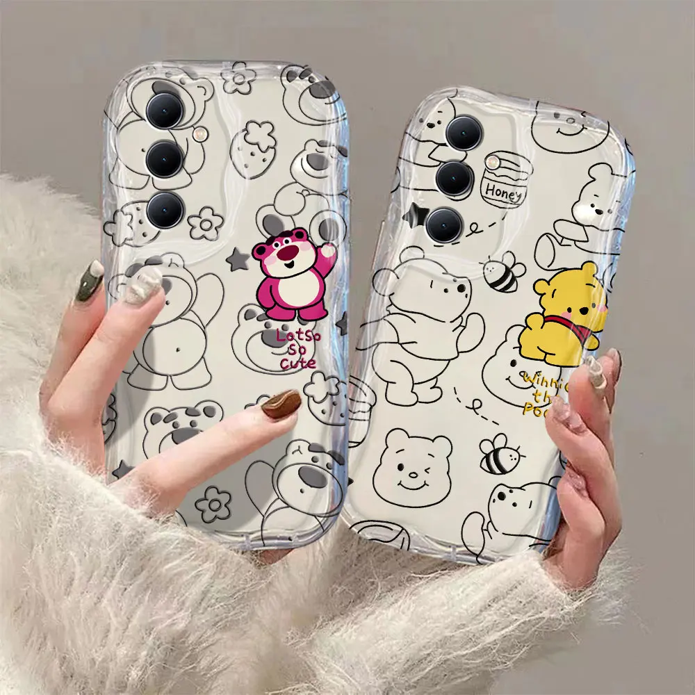 

Cartoon Winnie the Pooh Lotso 3D Wave Phone Case For Samsung Galaxy S24 S23 S21 S20 FE Plus Ultra 4G 5G Soft Silicone Back Cover