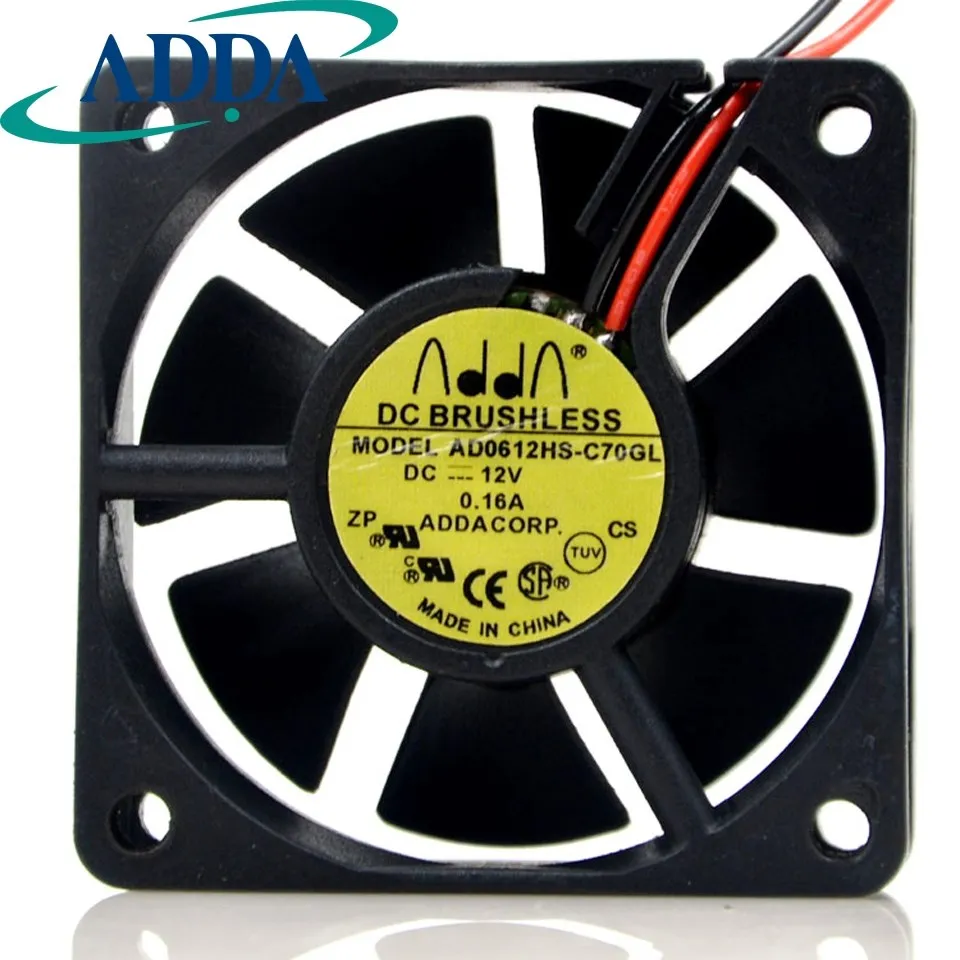 1pcs AD0612HS-C70GL 6020 60mm 60*60*20mm 2 Wires Computer Cooling Fan DC 12V 0.16A for ADDA