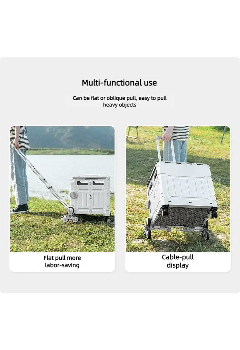 80L Folding Shopping Cart Outdoor Camping Folding Grocery Household Portable Express Delivery Cart Floor Stall Cargo Trailer