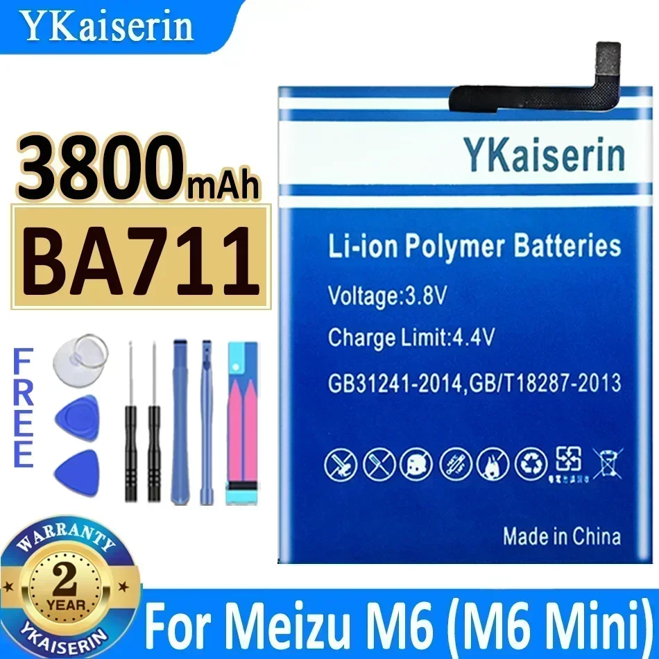 

YKaiserin 3800 мАч BA711 Сменные аккумуляторы для Meizu M6 Meilan6 M711 Series M711M M711C M711Q M711H Аккумулятор для телефона