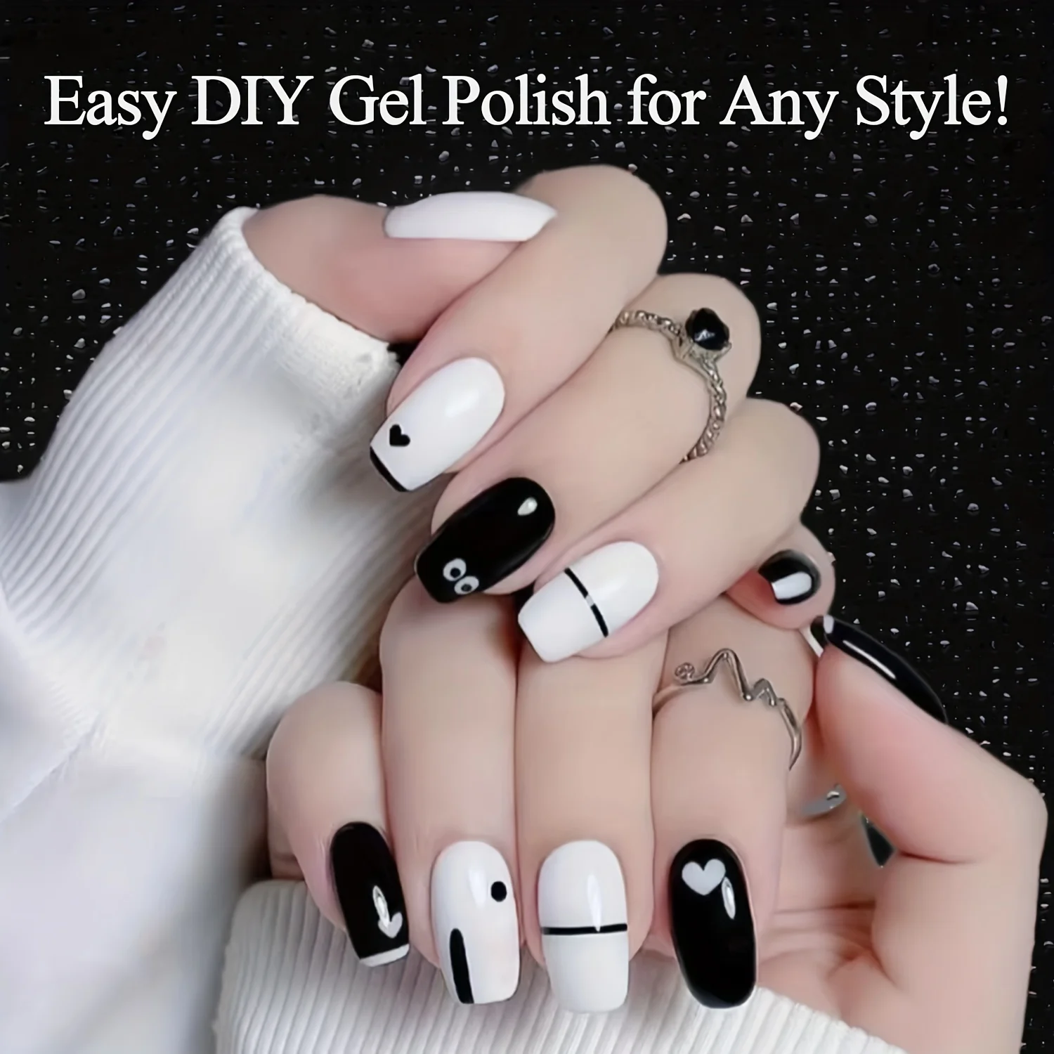 2 قطعة 15 مللي أبيض وأسود جل مجموعة تلميع كلاسيكي أبيض ونقي ظلال قصيرة درع طويل نفس اللون مثل الزجاجة