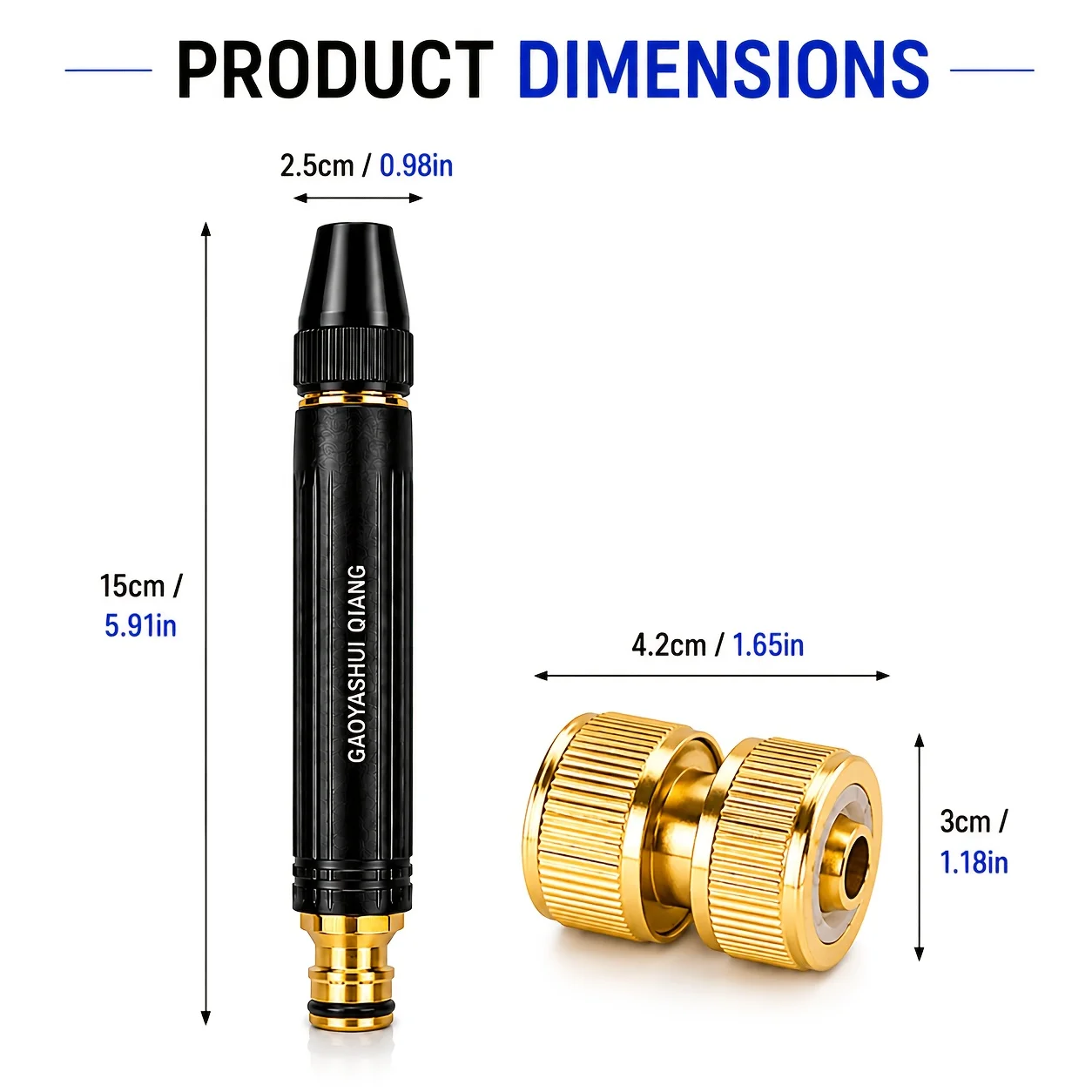 Adjustable High Pressure Water Spray Nozzle Brass Hose Quick Connector With Hose Clamps For Garden Car Washing Irrigation