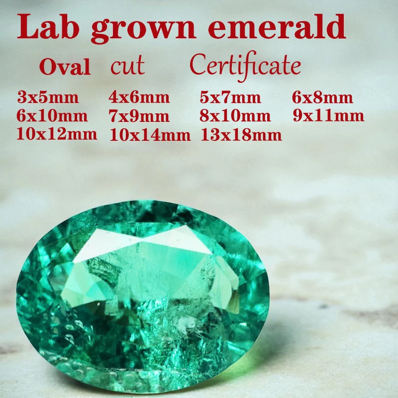 

Oval Cut Lab Grown Columbia Emerald Natural Color Wholesale DIY Chamrs Ring Necklace Earrings Main Materials with Certificate