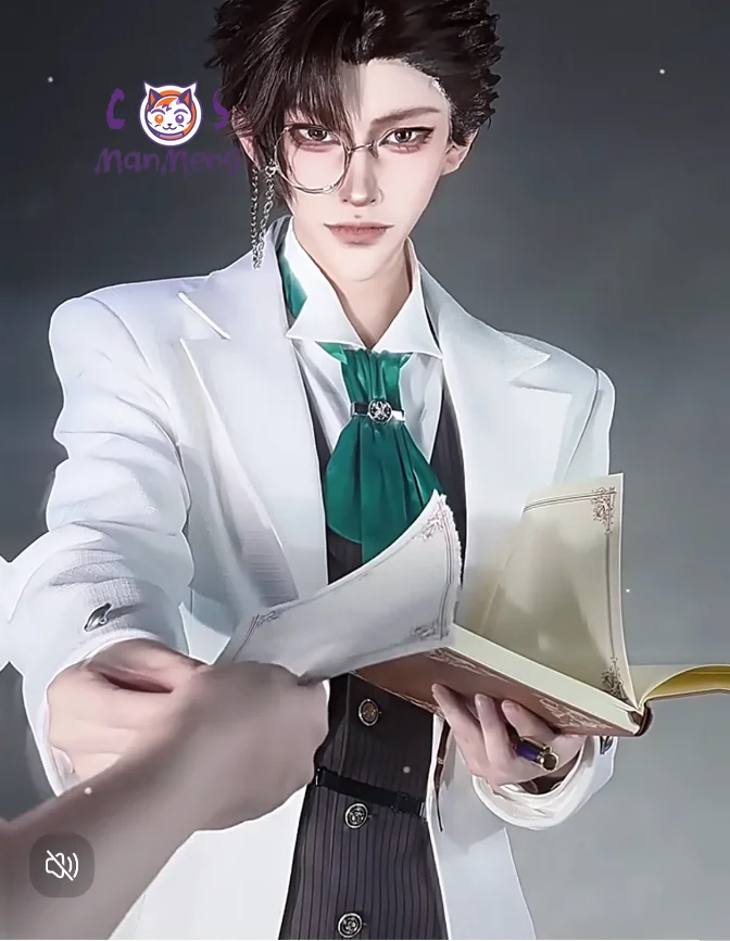 

Identity V Novelist Orpheus Cosplay Costume Halloween Christmas New white handsome men woman suit jacket vest tie props uniform