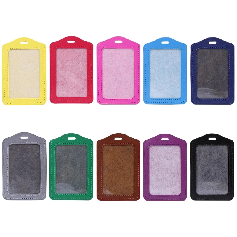 10 Colors Window Business Work Card Holder Leather for Case Badge Vertical