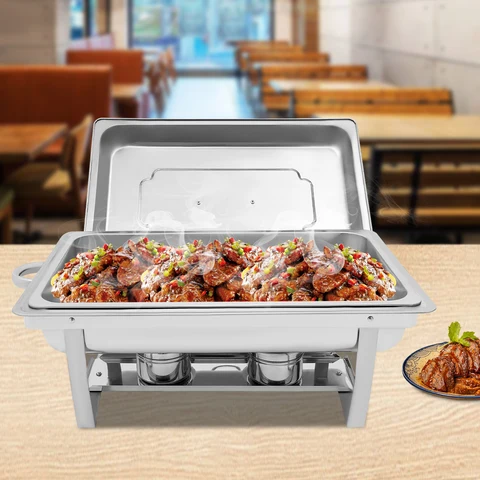 Прямоугольный мармит из нержавеющей стали объемом 9 л, сервант для шведского стола, набор для приготовления пищи из нержавеющей стали топ 12 набор жаровен - №3