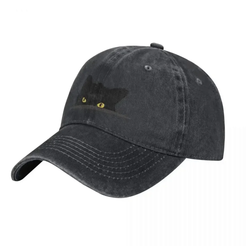 

Black Cat Peeking Cowboy Hat Trucker Caps |-F-| Custom Cap All Seasons Travel Adjustable Hats for Sun Protection Woman Men