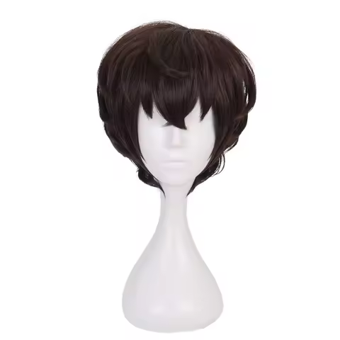 Anime Dazai Osamu Cosplay Wig Brown Short Synthetic Halloween Party Wig for Man