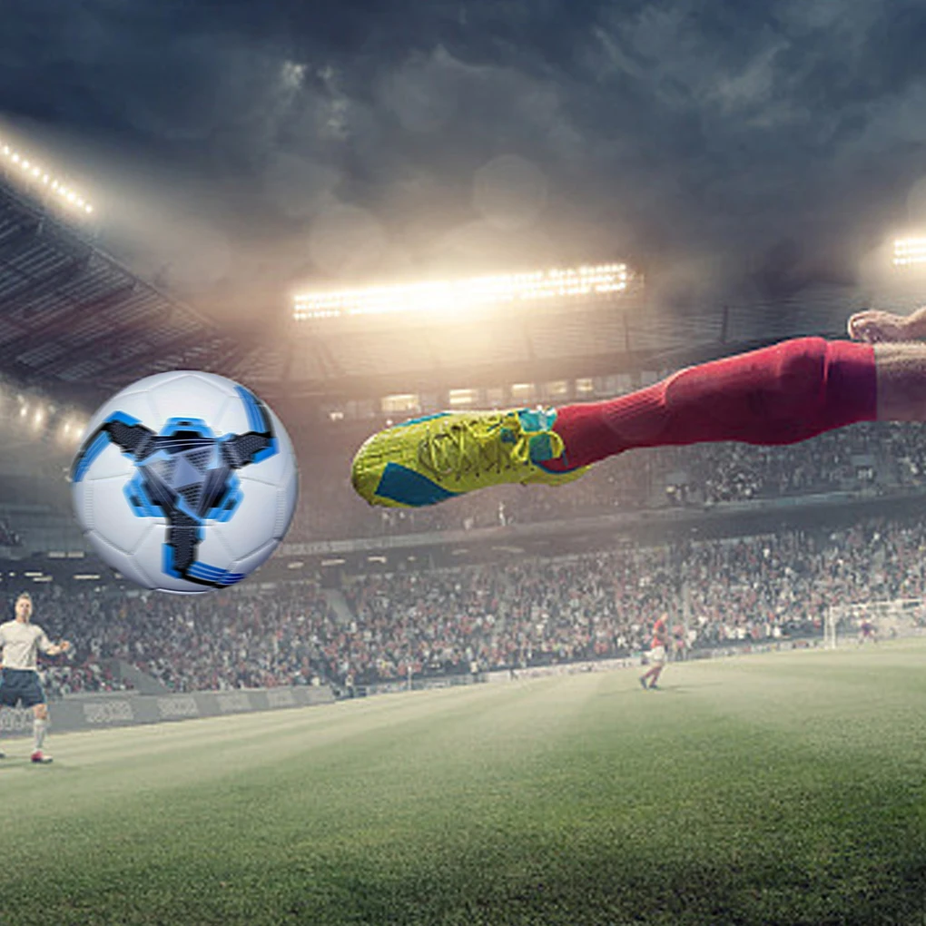 야외 경기 및 훈련 – 내구성이 뛰어난 방수 축구공 내구성이 뛰어난 오래 지속되는 성능 블루 4