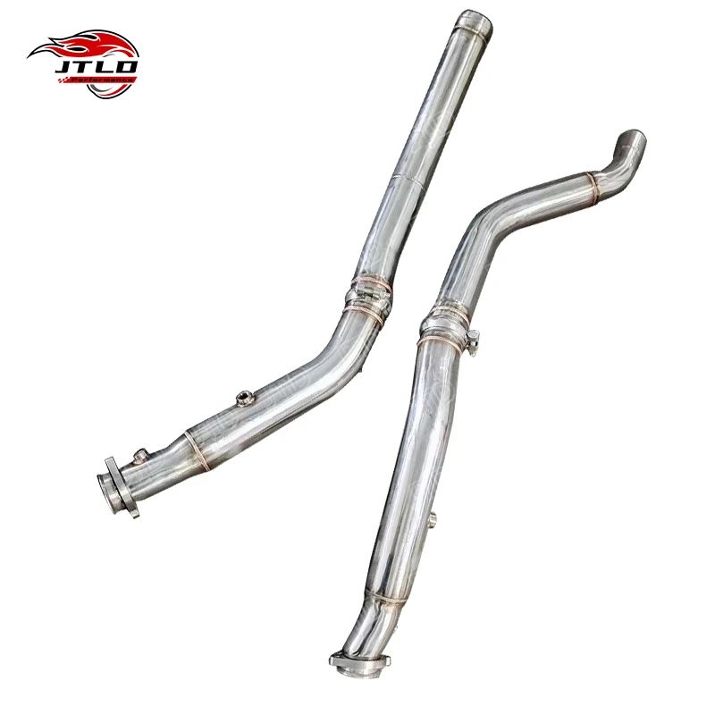 JTLD 304 Stainless Steel Straight Pipe Exhaust Downpipe For 2016-2019 Mercedes GLE 63 AMG Front Race Pipes W166