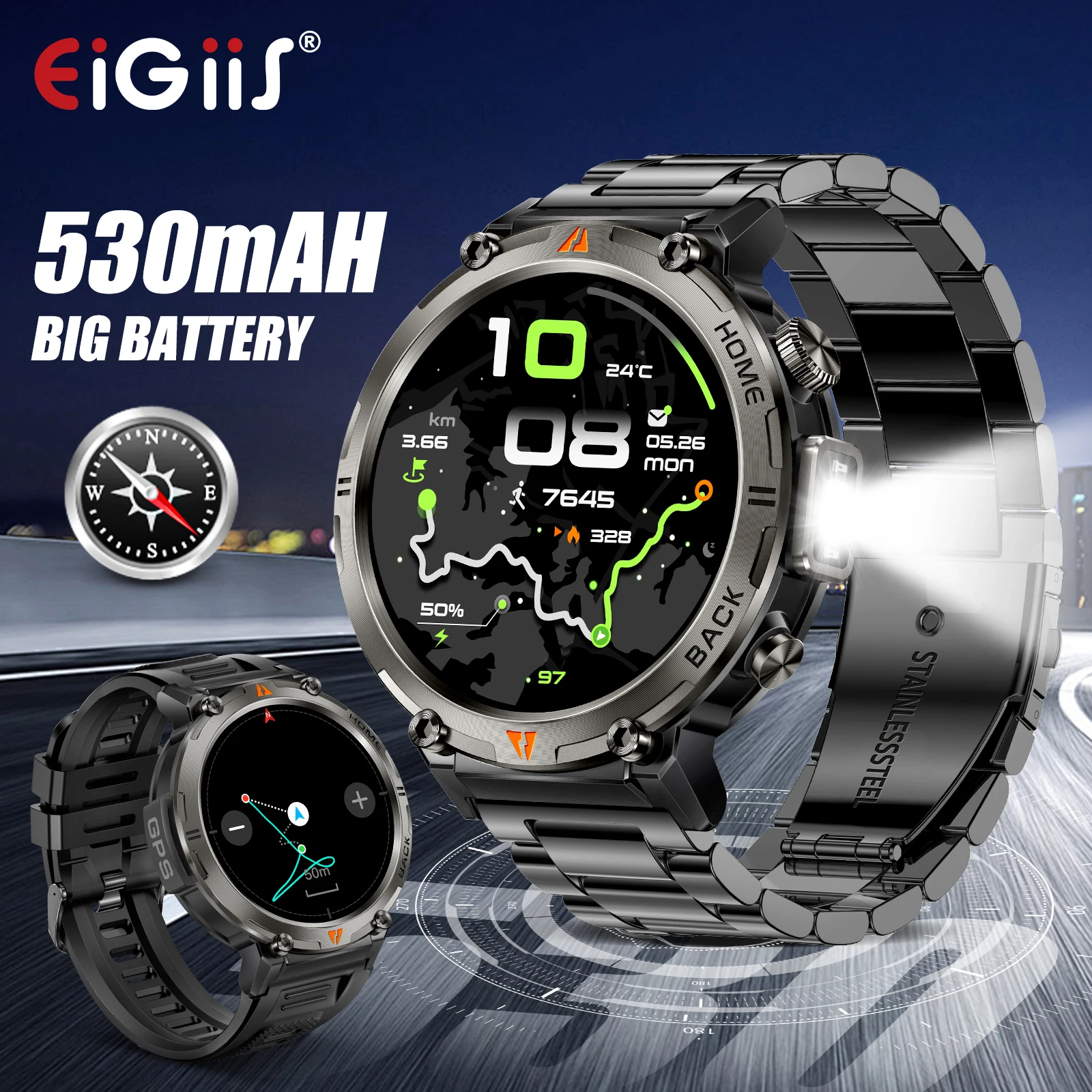 2026 EIGIIS KE3 GPS SmartWatch for Men Women with Bluetooth Calling 100+ Sports Modes Heart Rate Sleep Monitor Step Counter Watc