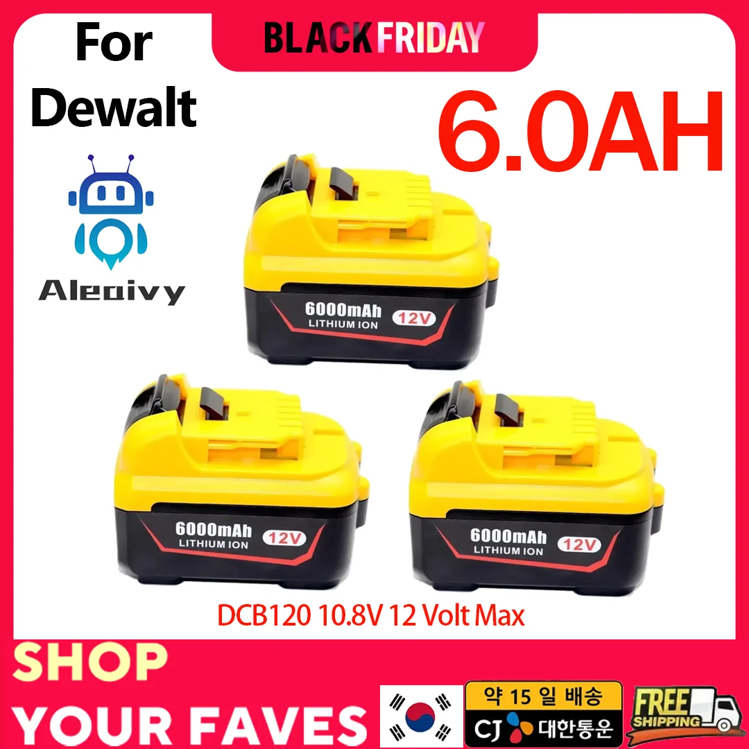 NEW DCB120 For Dewalt 12V 18650.00 6000mAh DCB120 DCB127 DCB121 DCB119 DCF805 DCF610S2 DCF815S2 Power Tool Rechargeable Battery.