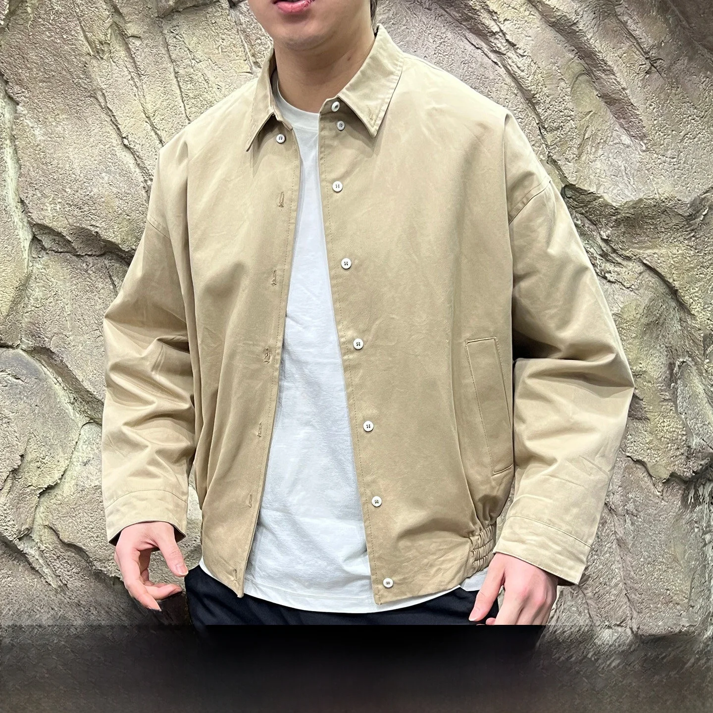

Washed Cotton Jacket Men's Casual Loose Silhouette Spring Fashion Outerwear Standard Fit Long Sleeve Shirt Collar Classic Style