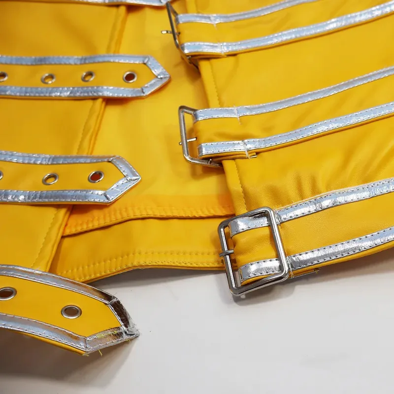 DY20 للجنسين فريدي ميركوري كوين الرصاص غناء سترة جلدية صفراء زي هالوين كرنفال الزي الرجال النساء Disguise25 #4