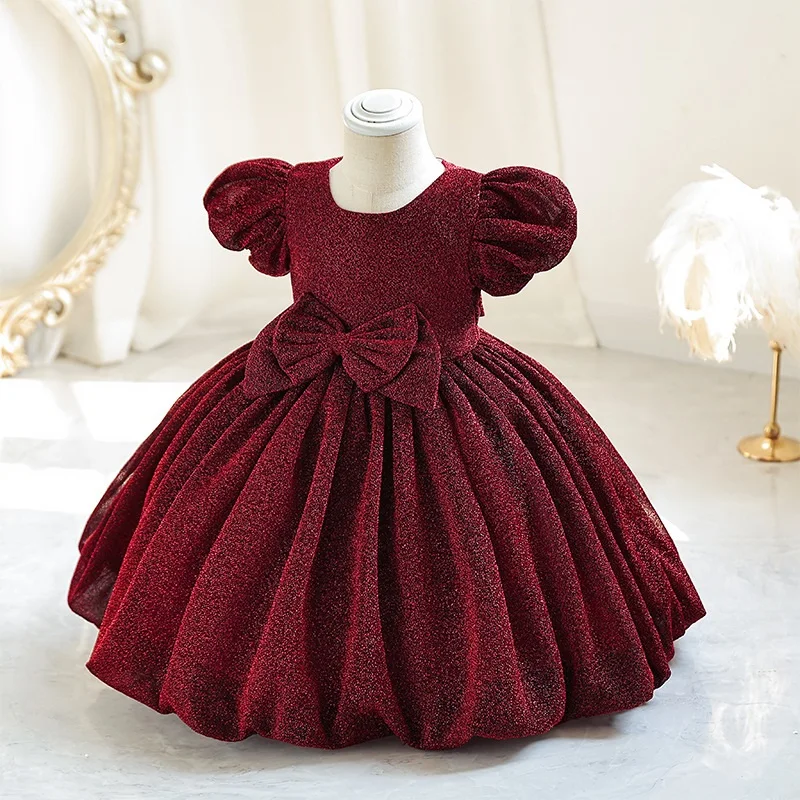 0-6T Summer New Baby Dress Children\'s Birthday Party Princess Dress Sequin Tulle Flower Dress Girl Piano Performance Dress