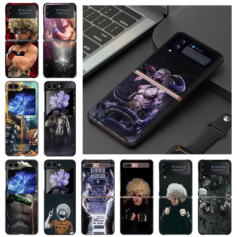 Black Matte Anti-Drop Phone Case For Samsung ZFlip6 5G ZFlip5 ZFlip4 Hard Galaxy Z Flip 3 4 5 6 KHabib Nurmagomedov Boxing Cover