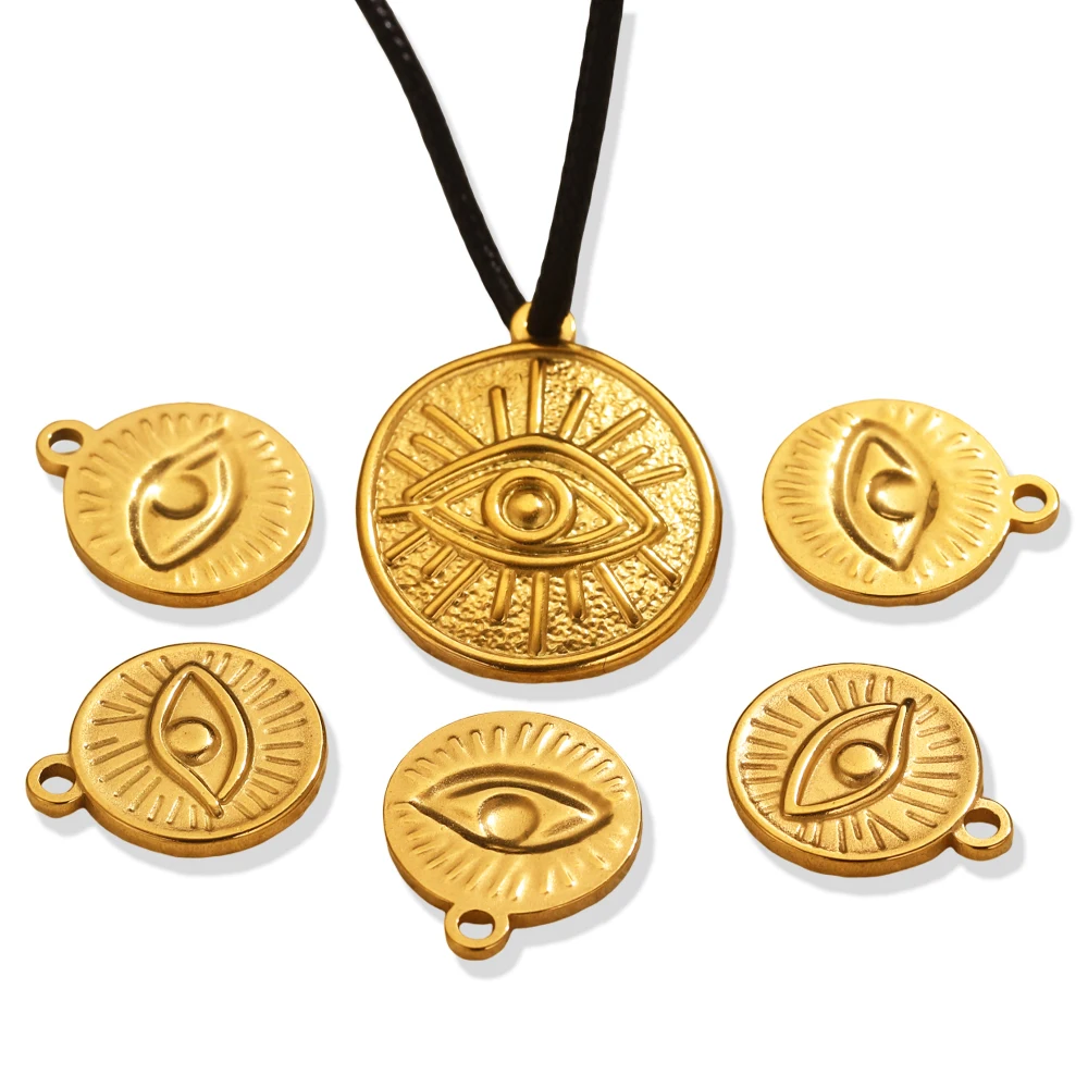 

5pcs Evil Eye Pendant Bracelet Necklace Making Supplies Pendant Diy Accessory Accessories PVD Stainless Steel Connector Holiday