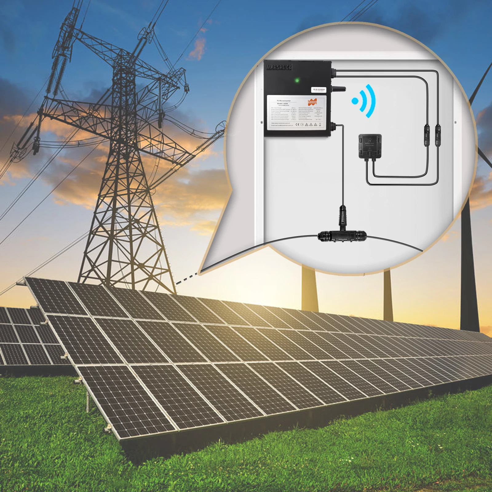 400W 22-60VDC 230VAC   Solar Inverter, With Smart WiFil,  Portable Inverter, Suitable For Solar Panels