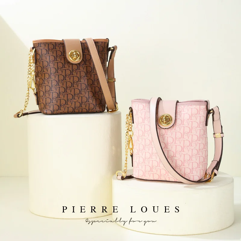 

PIERRELOUES New Bag high-end exquisite large-capacity Women's bag fashion retro women's bag Bucket bag Large capacity phone bag