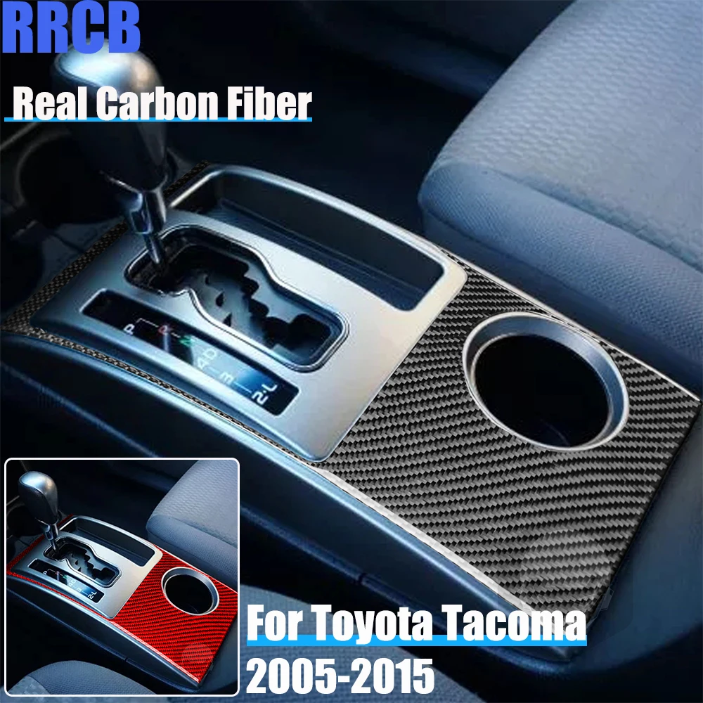 

Real Carbon Fiber Car Accessories Center Cosole Gear Surround Decorative Trim Soft Cover Sticker For Toyota Tacoma 2005-2015