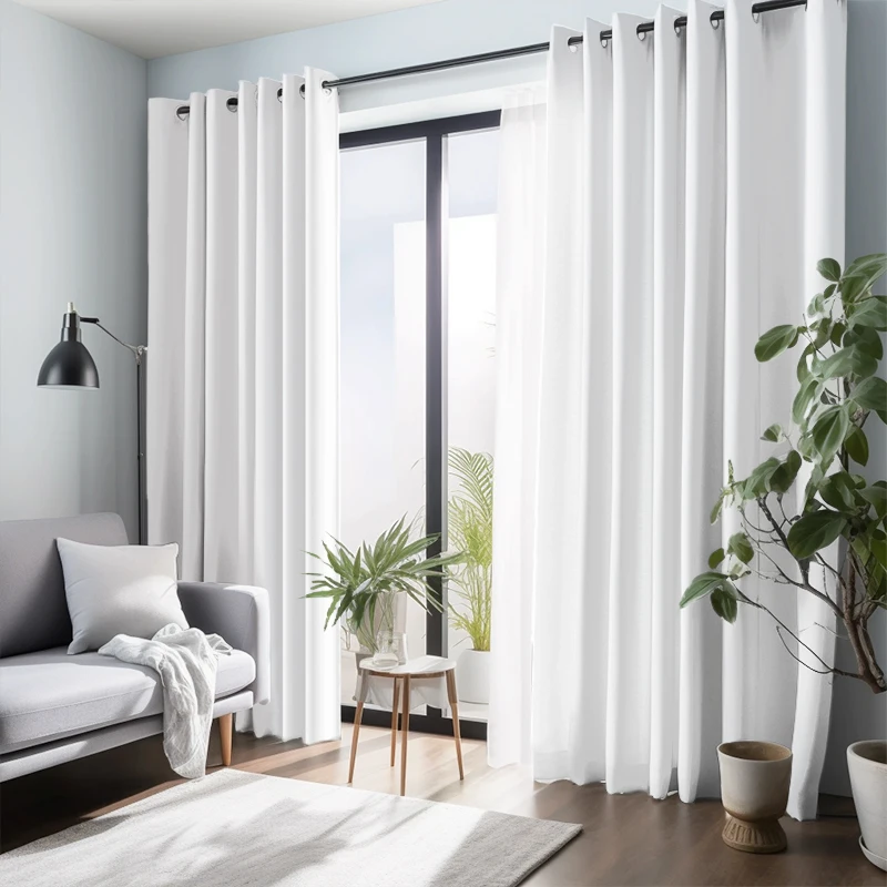 

Semi White Curtains for Living Room Translucidus Blackout Curtain for Kitchen Bathroom Door Wedding Decoration Panel Shading 75%