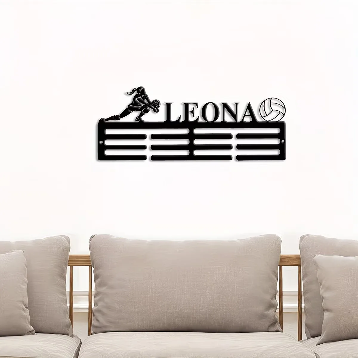 Custom metal Volleyball Medal Rack, Perfect for Scene-Themed Decorations, Door Adornments, Silhouette Wall Art for Home Decor
